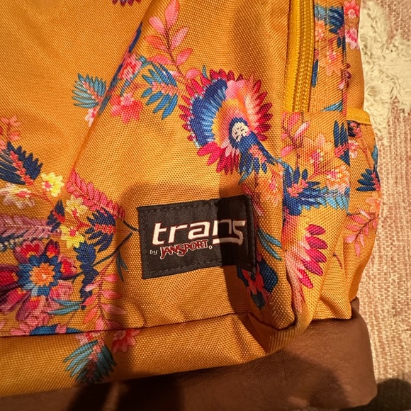 Jansport Trans Backpack - Orange with Floral Pattern. Cottage-core - Picture 2 of 7